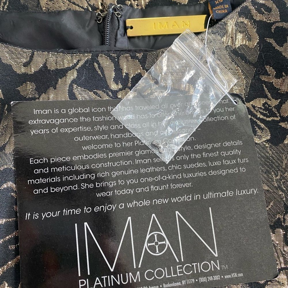 Brand new with tag! IMAN Elegant Black and Gold Sleeveless Dress - Picture 2 of 3